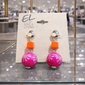 Erica Lyons wood Stone dangly earrings